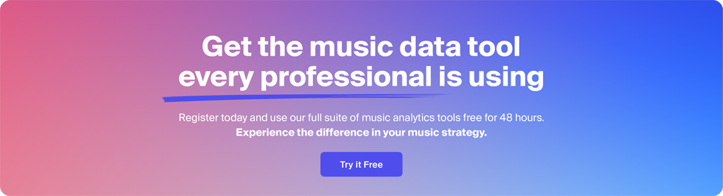 Viberate Analytics: Professional music analytics suite at an unbeatable price: $19.90/mo. Charts, talent discovery tools, plus Spotify, TikTok, and other channel-specific analytics of every artist out there.