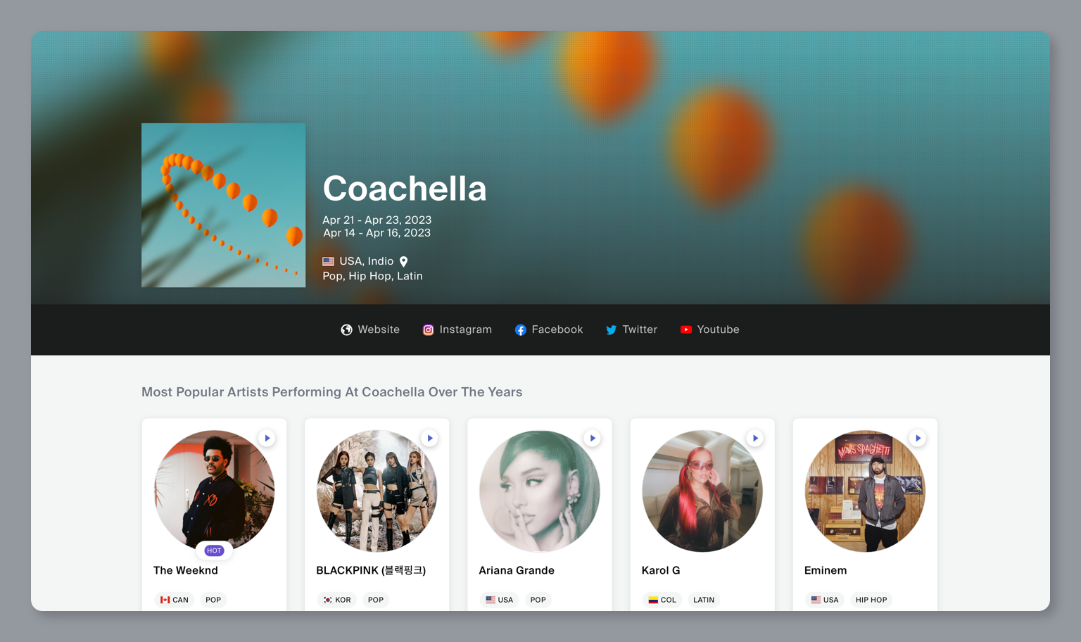 NEW: Festival Pages